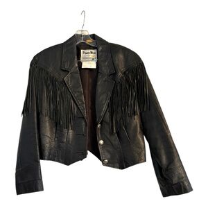 PIONEER Black Leather Fringe Jacket